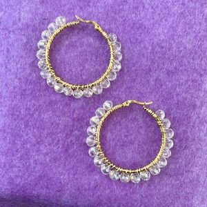 Handmade Wire Wrap Crystal Clear Hoops